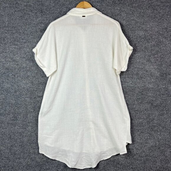 NEW Saint Helena Women's Shirt‎ Dress White Collar Button size L - Picture 2 of 9